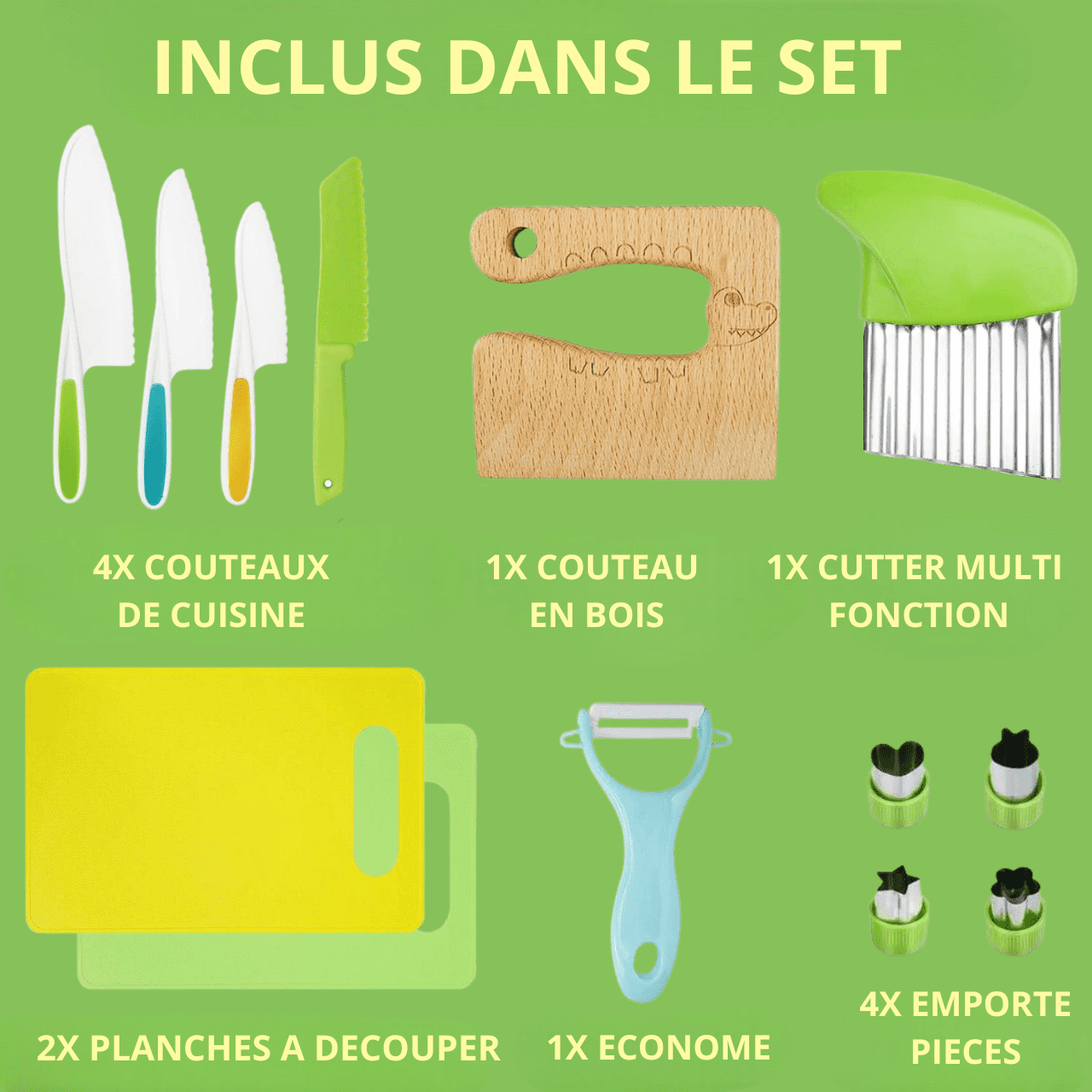 EvyChef™ - Ustensiles de cuisine sécurisés pour enfants (13 pièces)